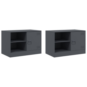 Muebles para TV 2 unidades acero gris antracita 67x39x44 cm H