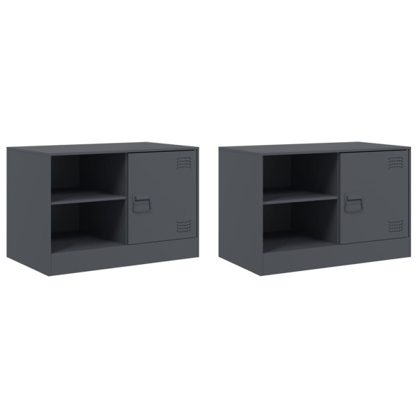 Muebles para TV 2 unidades acero gris antracita 67x39x44 cm M 2