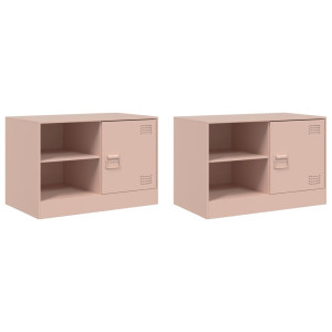 Muebles para TV 2 unidades acero rosa 67x39x44 cm H
