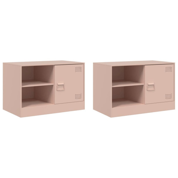 Muebles para TV 2 unidades acero rosa 67x39x44 cm M 2