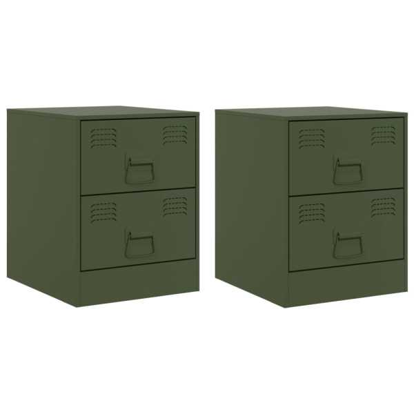 Mesas de cabeceira 2 pcs 34.5x39x44 cm aço verde M 2