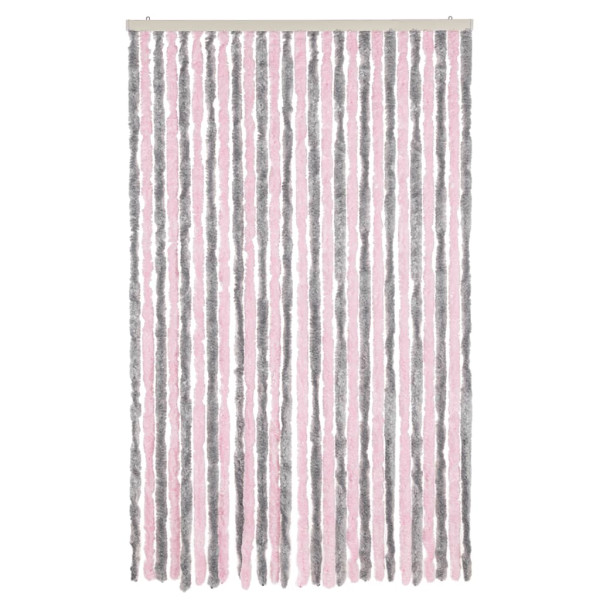 Cortina antimoscas chenilla gris plateado y rosa 118x220 cm M 3