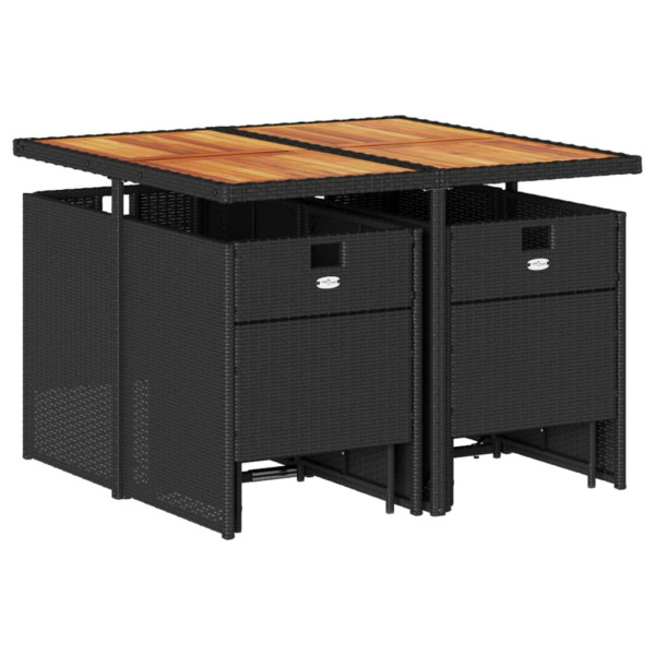 Set de comedor de jardín 9 pzas y cojines ratán sintético negro M 3