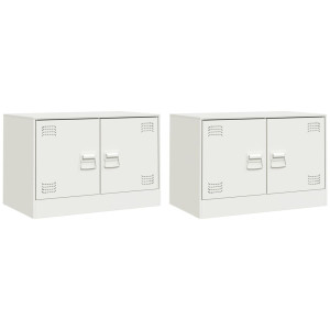 Móveis de TV 2 pcs 67x39x44 cm aço branco H