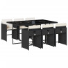 Set de comedor de jardín 7 pzas y cojines ratán sintético negro 2