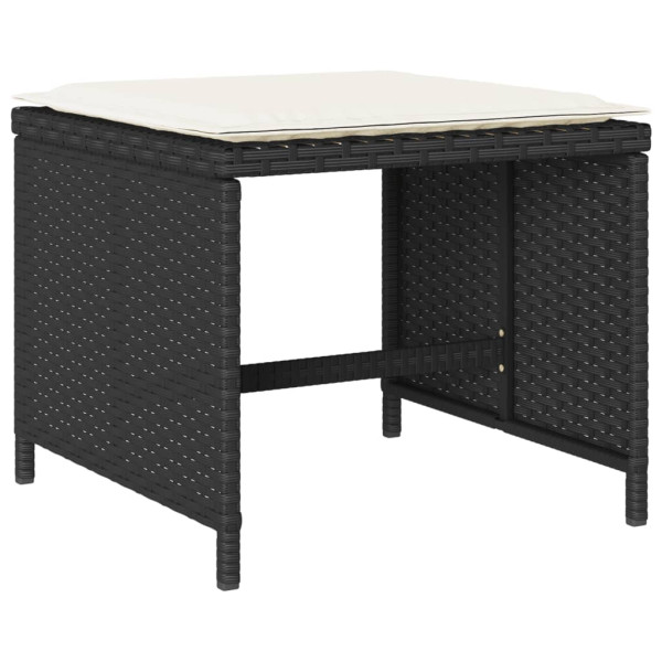Set comedor de jardín con cojines 15 pzas ratán sintético negro M 5