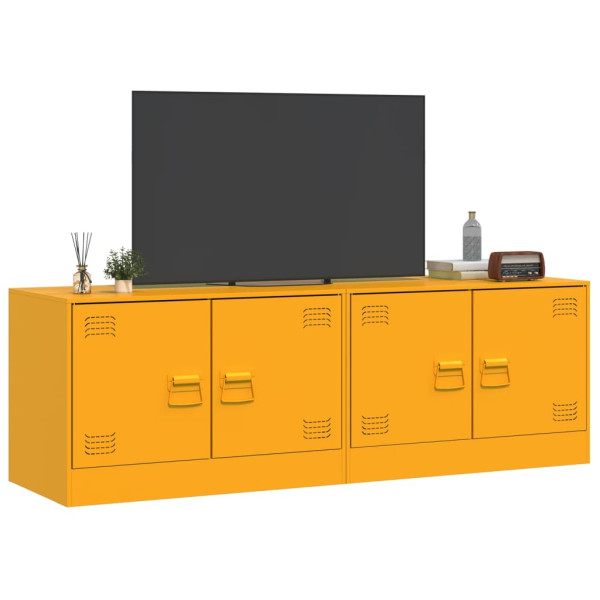 Muebles para TV 2 unidades acero amarillo mostaza 67x39x44 cm M 4