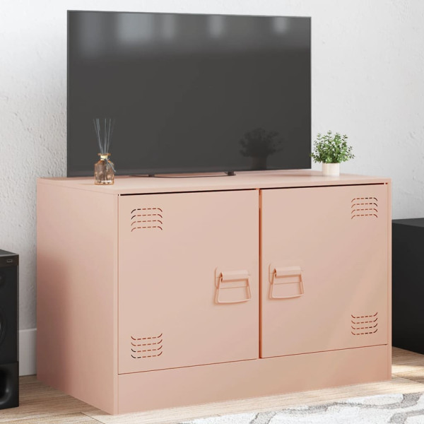 Mueble para TV de acero rosa 67x39x44 cm D