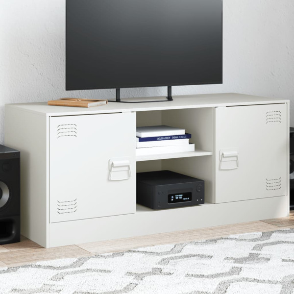 Mueble para TV de acero blanco 99x39x44 cm D