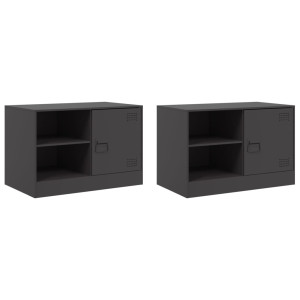 Móveis de TV 2 pcs 67x39x44 cm aço preto H