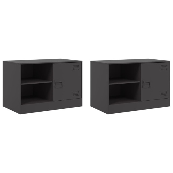 Muebles para TV 2 unidades acero negro 67x39x44 cm M 2