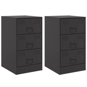 Mesas de cabeceira 2 pcs 34.5x39x62 cm aço preto H
