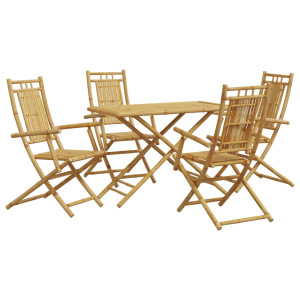 5 pcs conjunto de jantar para jardim bambu H