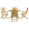5 pcs conjunto de jantar para jardim bambu 3