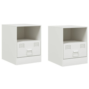 Mesas de cabeceira 2 pcs 34.5x39x44 cm aço branco H