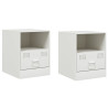 Mesas de cabeceira 2 pcs 34.5x39x44 cm aço branco 2