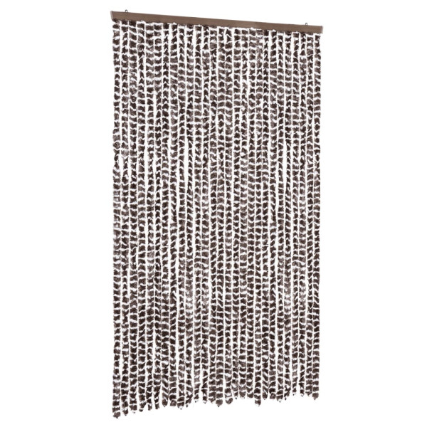 Cortina antimoscas chenilla marrón y blanco 118x220 cm M 2