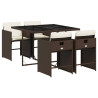 Set comedor de jardín 5 piezas y cojines ratán sintético marrón 2