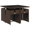 Set comedor de jardín 5 piezas y cojines ratán sintético marrón 3