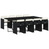 Set de comedor de jardín 9 pzas y cojines ratán sintético negro 2