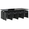 Set de comedor de jardín 9 pzas y cojines ratán sintético negro 3
