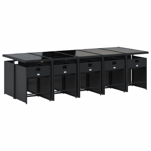 Set de comedor jardín 11 pzas con cojines ratán sintético negro M 3
