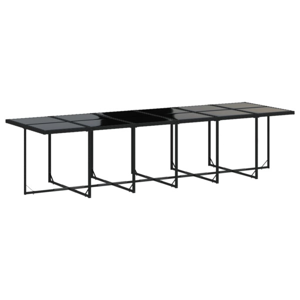 Set comedor de jardín con cojines 13 pzas ratán sintético negro M 4