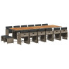 Set comedor de jardín 17 pzas y cojines ratán sintético gris 2