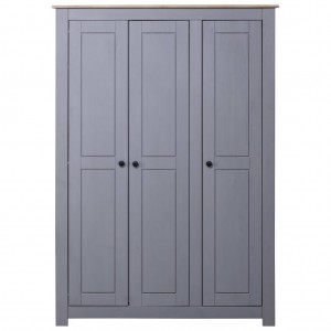 Armario 3 puertas madera pino Panamá Range gris 118x50x171.5cm H