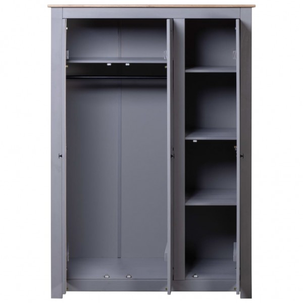 Armario 3 puertas madera pino Panamá Range gris 118x50x171.5cm M 3