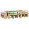 Set comedor de jardín con cojines 15 pzas ratán sintético beige 2