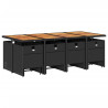 Set comedor de jardín con cojines 13 pzas ratán sintético negro 3