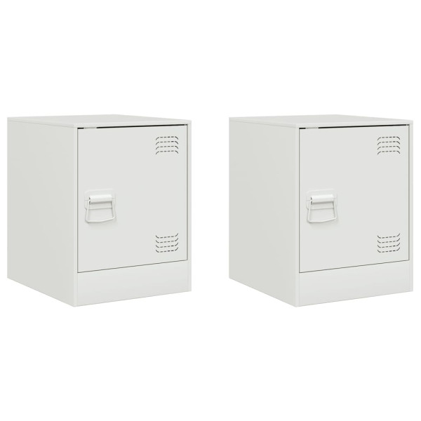 Mesas de cabeceira 2 pcs 34.5x39x44 cm aço branco M 2