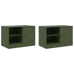 Móveis de TV 2 pcs 67x39x44 cm aço verde azeitona H