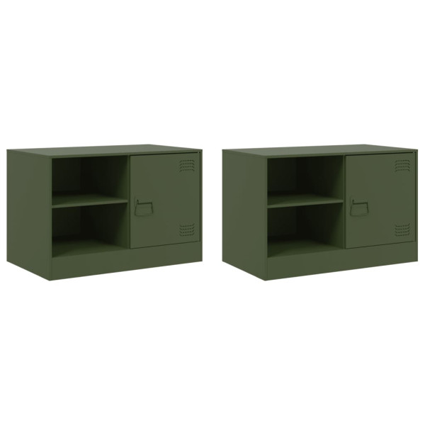Móveis de TV 2 pcs 67x39x44 cm aço verde azeitona M 2