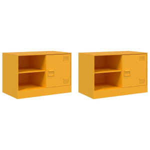 Móveis de TV 2 pcs 67x39x44 cm aço amarelo mostarda H