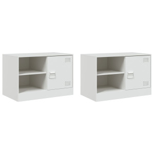 Muebles para TV 2 unidades acero blanco 67x39x44 cm H