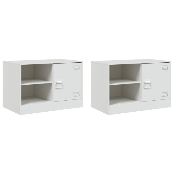 Muebles para TV 2 unidades acero blanco 67x39x44 cm M 2