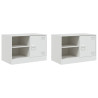 Muebles para TV 2 unidades acero blanco 67x39x44 cm 2