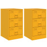 Mesas de cabeceira 2 pcs 34.5x39x62 cm aço amarelo mostarda 2