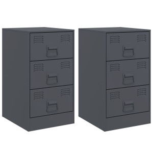 Mesitas de noche 2 unidades gris antracita 34.5x39x62 cm H