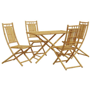 5 pcs conjunto de jantar para jardim bambu H