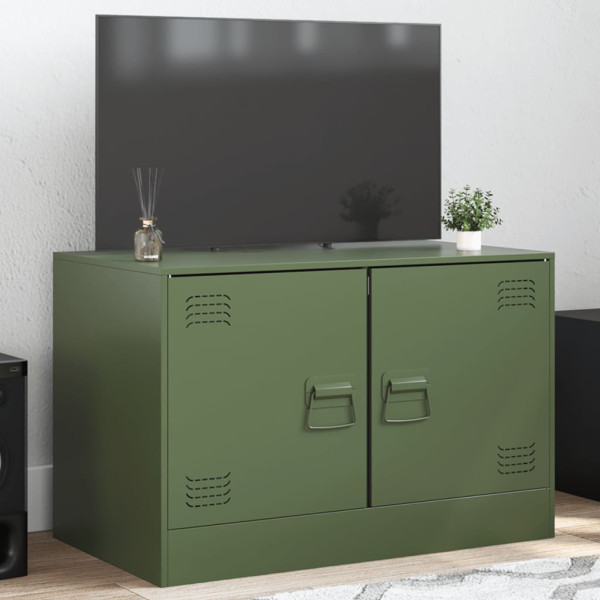 Mueble para TV de acero verde oliva 67x39x44 cm D