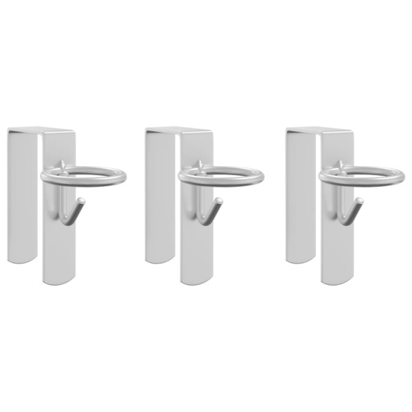 Ganchos portáteis para baldes 3 pcs aço prateado M 2