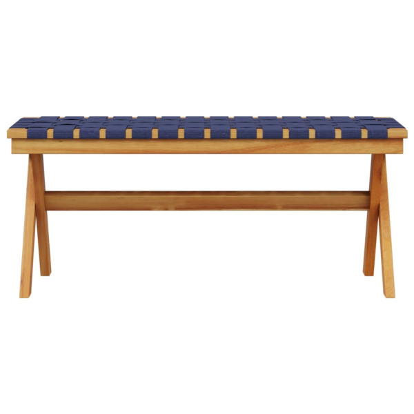 Banco de jardín madera maciza de acacia y tela azul oscuro M 3