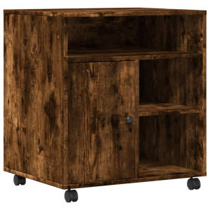 Soporte para impresora con ruedas roble ahumado 60x50x67 cm H