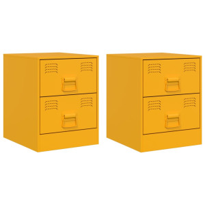 Mesas de cabeceira 2 pcs 34.5x39x44 cm aço amarelo H