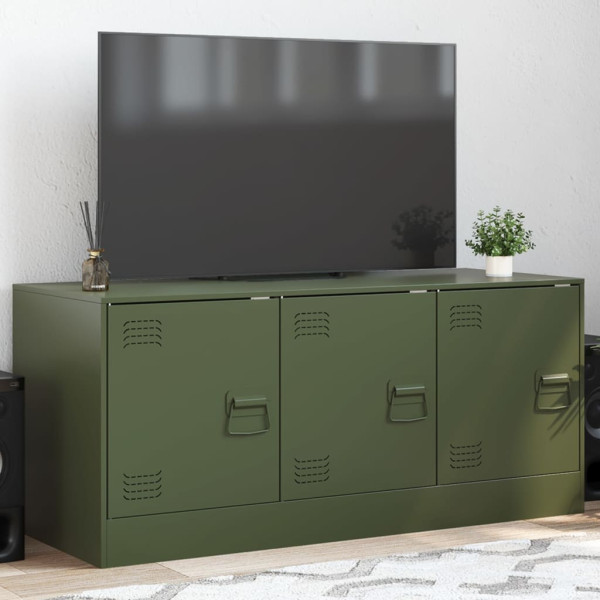 Mueble de TV de acero verde oliva 99x39x44 cm D