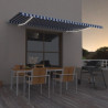 Toldo retráctil manual con LED azul y blanco 500x350 cm 1