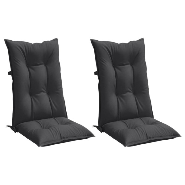 Cojines silla respaldo alto 2 uds tela gris antracita melange M 3